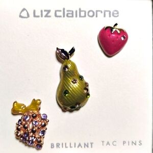 Liz Claiborne Fruit Lapel Tac Pins Set